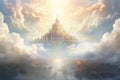 Magic temple in the clouds. Fantasy landscape. 3D rendering, Generate an image that unveils the ethereal beauty, AI Generated Royalty Free Stock Photo