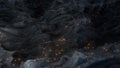 Magic terrain with glowing lava dots 3D render