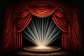 Magic theater stage red curtains show spotlight, abstract, backgrounds Royalty Free Stock Photo