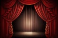 Magic theater stage red curtains Show Spotlight Generative AI Royalty Free Stock Photo