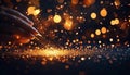 Magic Touch Hand Creates Sparkles From Glitter Dust On Dark Background, With Bokeh Effect Royalty Free Stock Photo