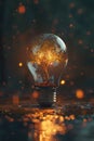 Magic tree inside a glowing light bulb Royalty Free Stock Photo