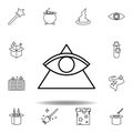 magic triangle and eye outline icon. elements of magic illustration line icon. signs, symbols can be used for web, logo, mobile