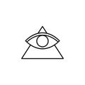 Magic triangle and eye outline icon. Signs and symbols can be used for web, logo, mobile app, UI, UX