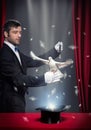 Magic trick with pigeon Royalty Free Stock Photo