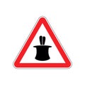 Magic Trick Warning sign red. illusion Hazard attention symbol.