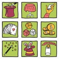 Magic tricks collection Royalty Free Stock Photo