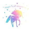 Magic unicorn color with stars isolated on white