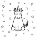 Magic unicorn coloring page for adults and kids. Great for coloring book