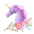 Magic Unicorn embroidery crewel patch sticker fabric print textile. Flower poppy arrangement stitch texture white