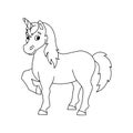 Magic unicorn. Fairy horse. Coloring book page for kids. Cartoon style character. Vector illustration isolated on white background Royalty Free Stock Photo