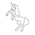 Magic unicorn linear vector illustration. Thin flat line art design to make unicorn party poster, invitation, greeting