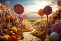 Magic Valley of Lollipops. Generated by artificial intelligence