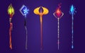 Magic vector staff, wizard game fantasy stick