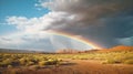 the magic of a vibrant rainbow in the midst of a summer rain shower