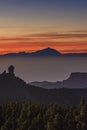 Magic view of Roque Nublo and the magestic Teide peak