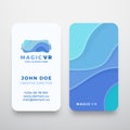 Magic Virtual Reality Abstract Vector Sign or Logo and Business Card Template. Premium Stationary Realistic Mock Up