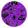 Circle pattern: voodoo magic, doodle style, hand-drawn Royalty Free Stock Photo
