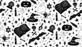 Seamless pattern, voodoo magic, doodle style, hand-drawn Royalty Free Stock Photo