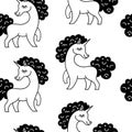 Unicorn pattern seamless vector background isolated on white.Vector pattern with cute unicorn. Royalty Free Stock Photo