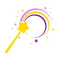 Magic wand in color icon, magic wand logo, fairy tale sign, wizard and focus symbol