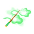 Magic Wand with Green Swirl as Magical Object and Witchcraft Item Vector Illustration