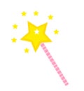 Magic wand icon, flat, cartoon style. Isolated on white background. Vector illustration. Royalty Free Stock Photo