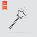 Magic wand icon in flat style isolated on grey background