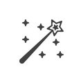 Magic wand icon vector, filled flat sign, solid pictogram isolated on white. Royalty Free Stock Photo