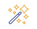 Magic wand line icon. Magician stick sign. Vector
