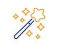 Magic wand line icon. Magician stick sign. Vector