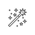 Magic wand line icon, outline vector sign, linear style pictogram isolated on white. Royalty Free Stock Photo