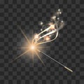 Magic wand with magical gold sparkle trail Royalty Free Stock Photo