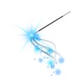 Magic wand with magical light blue sparkle trail