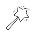 Magic Wand Outline Flat Icon on White Royalty Free Stock Photo