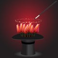 Magic wand performance with top hat Royalty Free Stock Photo