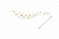 Magic wand with a stars on transparent background. Trace of gold dust. Magic abstract background isolated. Miracle and