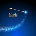 Magic wand vector background. Miracle magician wand with sparkle lights Royalty Free Stock Photo