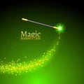 Magic wand vector background. Miracle magician wand with sparkle lights Royalty Free Stock Photo