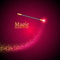 Magic wand vector background. Miracle magician wand with sparkle lights