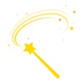 Magic wand vector with stars. Transparent miracle stick, magician`s wand with glowing yellow light tail