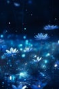 Magic white flower on blue spectrum in the dark like a dream Created with Generative AI technology Royalty Free Stock Photo