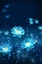 Magic white flower on blue spectrum in the dark like a dream Created with Generative AI technology Royalty Free Stock Photo