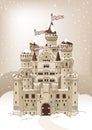 Magic winter Castle invitation card Royalty Free Stock Photo
