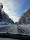 Magic Winter On the Road Schne Royalty Free Stock Photo