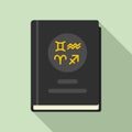 Magic witch book icon, flat style