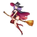 Magic Witch Girl with Anime and Cartoon Style