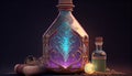 Magic Witchcraft Bottle with Shininng Glowing Wonder Inside It for Design