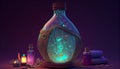 Magic Witchcraft Bottle with Shininng Glowing Wonder Inside It for Design