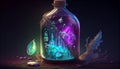 Magic Witchcraft Bottle with Shininng Glowing Wonder Inside It for Design